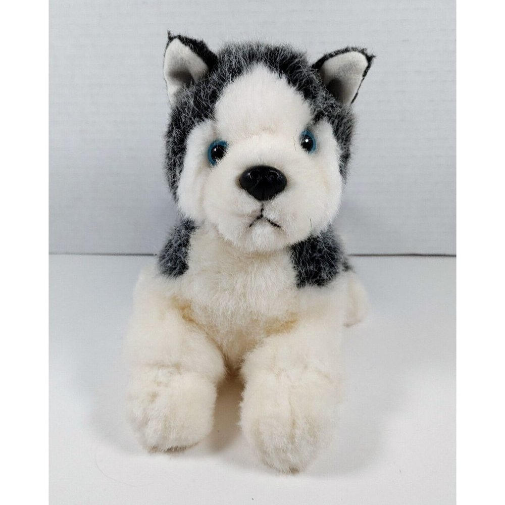 Russ Plush  BLIZZARD Jr. Realistic Husky Puppy Dog Blue Eyes Stuffed Animal Toy